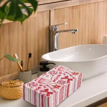 AnyDesign 100 Pack Pink Christmas Guest Napkins Peppermint Candy Canes Theme Disposable Paper Napkin Sweet Dinner Hand Napkin for Home Kitchen Bathroom, 4.3 x 7.8 Inch