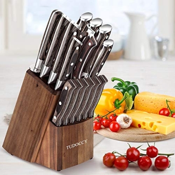 Tudoccy 16-Piece Ultra-Sharp Knife Set with Block