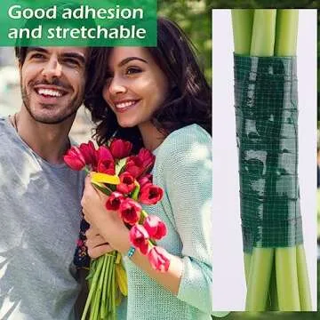 GLAMFIELDS Floral Tape Green, Flower Wrap Adhesive Waterproof Tape for Bouquets 0.25" (60 Yd/180 Ft) - 1 Roll