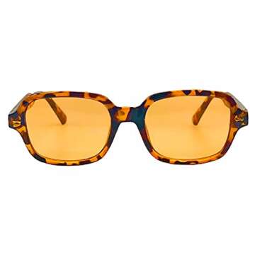 Generic Orange Lens Sunglasses Tortoise Frame, Trendy Retro Orange Sunglasses, Oversized Yellow Orange Sunglasses, Unisex, Large
