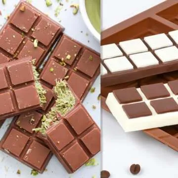 Chocolate Bar Molds Deep Silicone Break-Apart Chocolate Nonstick Protein and Energy Thick Candy Bar Mold Wax Melt Mold 2 Pack (10 Snap)