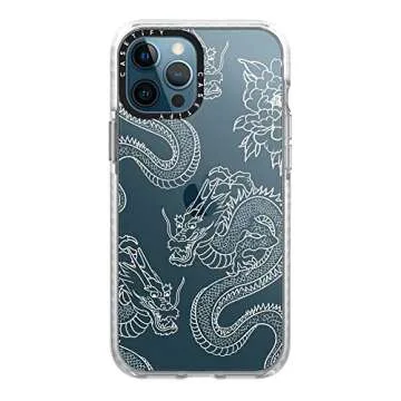 CASETiFY Impact iPhone 12 Pro Max Case [6.6ft Drop Protection] - Dragons - Clear Frost