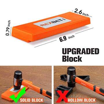 REXBETI 44-Piece Upgraded Laminate Wood Flooring Installation Kit with Solid Tapping Block, Long and Wider Pull Bar, Diameter 1 9/16" Reinforced Double-Faced Mallet, 10" Contour Gauge and 40 Spacers