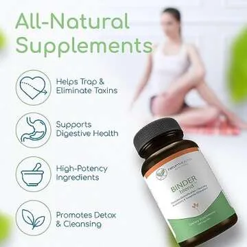 Binder Blend - Toxin Binder Supplement, Detox Capsules for a Healthy Gut - 180 Capsules - 90 Servings - 960mg Activated Charcoal & 480mg Organic Chlorella - Bloating Relief - Bentonite Clay