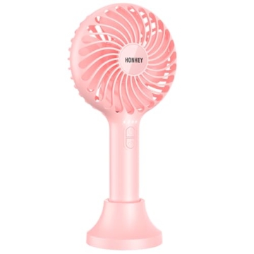 HonHey Handheld Fan - USB Rechargeable, 4 Speed Mini Fan with Base for Makeup and Cooling