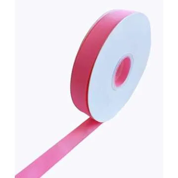 Abbaoww 1 Inch 50 Yards Solid Hot Pink Grosgrain Ribbon Striped Ribbon for Wedding Decor Gift Wrappi...