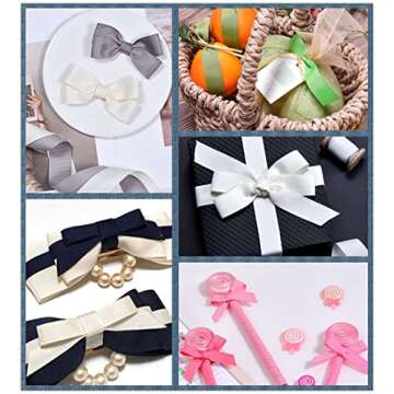 Abbaoww 1 Inch 50 Yards Solid Hot Pink Grosgrain Ribbon Striped Ribbon for Wedding Decor Gift Wrapping DIY Projects