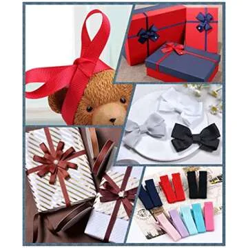 Abbaoww 1 Inch 50 Yards Solid Hot Pink Grosgrain Ribbon Striped Ribbon for Wedding Decor Gift Wrapping DIY Projects