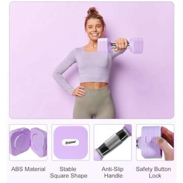 20LBS Adjustable Dumbbell Set, 4 in 1 Free Weights Dumbbells Set for Women Men Hand Weights Set Adju...