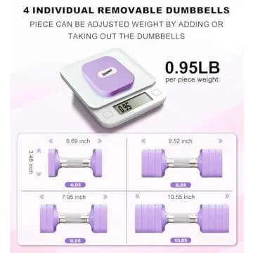 20LBS Adjustable Dumbbell Set, 4 in 1 Free Weights Dumbbells Set for Women Men Hand Weights Set Adjust Dumbbell Weight Set for Home Gym Exercise Workout Strength Training Equipments, Purple