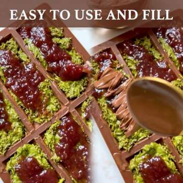 HKNMTT Chocolate Bar Molds Silicone 5 Snap Deep Moulds for Filling Dubai Wax Candy Energy Protein Ba...