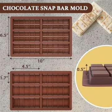 HKNMTT Silicone Chocolate Bar Molds for DIY Treats