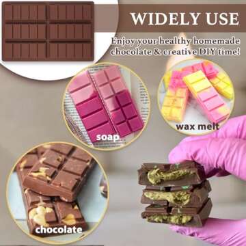 HKNMTT Silicone Chocolate Bar Molds for DIY Treats