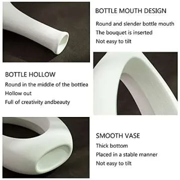 White Vases for Decor, 12 Inch White Ceramic Vase, Modern Vase Minimalism Style,Tall Vase Geometric Decorative Flower Vases Apply to Table, Home, Office, Wedding, Centerpiece Or As A Gift