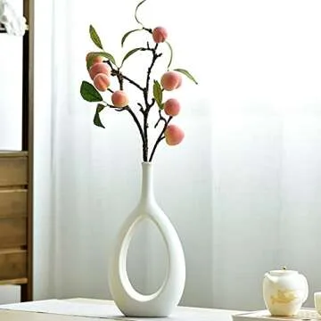 White Vases for Decor, 12 Inch White Ceramic Vase, Modern Vase Minimalism Style,Tall Vase Geometric Decorative Flower Vases Apply to Table, Home, Office, Wedding, Centerpiece Or As A Gift
