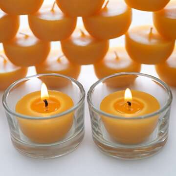 Serenibee Candle 100% Pure Beeswax Tea Light Candles - Eco Friendly Gift Set with Reusable Holders
