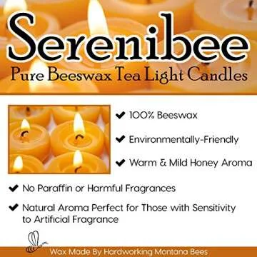 Eco-Friendly Serenibee Beeswax Tea Light Set with Holders