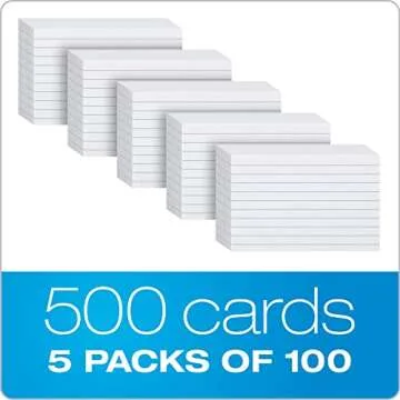 Oxford Index Cards, 3 x 5 Inches, White, Lined on Front, Blank on Back, Flashcards for School and Studying, Recipe Note Cards, 500 Count (5 Packs of 100) (40176)