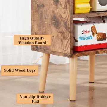 LUCKNOCK Night Stand, Modern Bedside Tables, Mid Century Nightstands with Open Storage Shelf, Wood Bedside Table, Small Night Stands for Bedroom, 3-Tier Night Table, Rustic Brown.