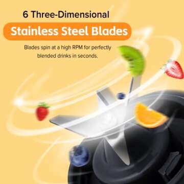 Nuwave Portable Blender, Personal Blender with USB-C Rechargeable, 6-Piece-Blade for Crushing Ice, B...