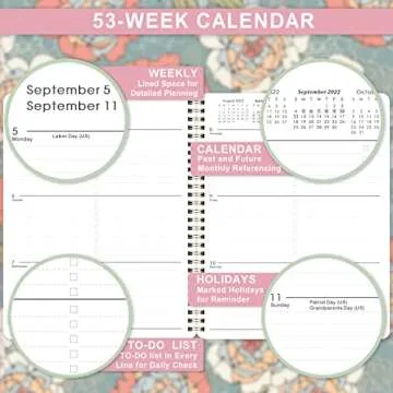 2022-2023 Planner - Academic Planner 2022-2023 Weekly & Monthly with Tabs, 8" x 10", July 2022 - June 2023, Thick Paper + Twin-Wire Binding - Abstract Rose