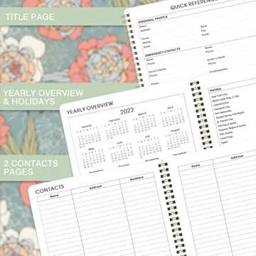 2022-2023 Planner - Academic Planner 2022-2023 Weekly & Monthly with Tabs, 8" x 10", July 2022 - June 2023, Thick Paper + Twin-Wire Binding - Abstract Rose