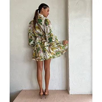 Elegant Aoxwomens Button Down Swing Dress with Pockets