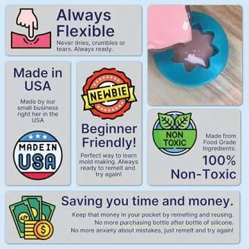 Remeltable Silicone-Free Mold Making Kit 16 oz. - Easier Than Silicone Mold Maker. Reuse 30x, No Mix...
