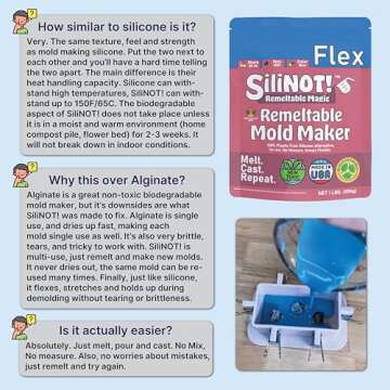 Remeltable Silicone-Free Mold Making Kit 16 oz. - Easier Than Silicone Mold Maker. Reuse 30x, No Mix, Non-Toxic, Food-Contact Safe for Plaster, Resin, Epoxy, Chocolate, Wax & Soap Molds