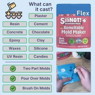 Remeltable Silicone-Free Mold Making Kit 16 oz. - Easier Than Silicone Mold Maker. Reuse 30x, No Mix, Non-Toxic, Food-Contact Safe for Plaster, Resin, Epoxy, Chocolate, Wax & Soap Molds