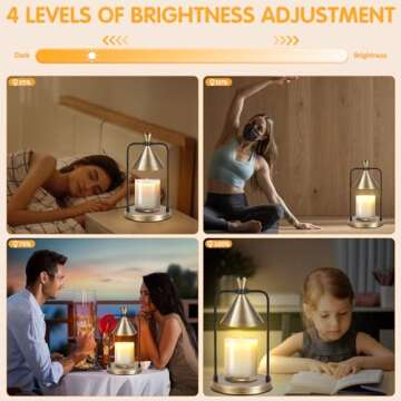 Zecnaud Candle Warmer Lamp with Timer, Candle Warmer Lamp Wax Melts Dimmable Lamp Home Decor Compatible with Small & Large Candle Gift for Mom, 2 Bulbs Included (Bronze)