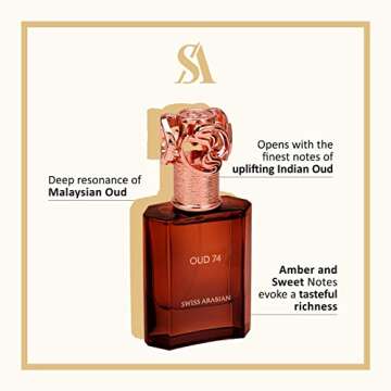 Swiss Arabian Oud 74 - Luxury Products From Dubai - Long Lasting, Addictive Personal EDP Spray Fragr...