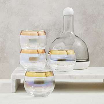 Santa Barbara Design Studio Table Sugar Marble and Glass Wine Carafe, 42-Ounce, White