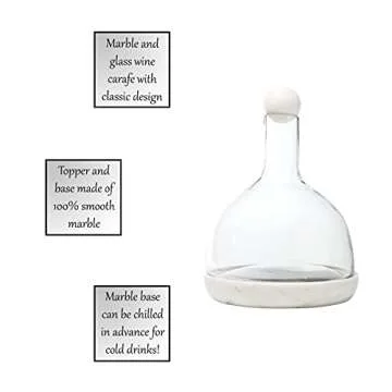 Santa Barbara Design Studio Table Sugar Marble and Glass Wine Carafe, 42-Ounce, White