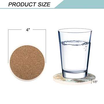 Lahome Marble Pattern Coasters - Set of 4 Absorbent Ceramic Coasters with Anti-Cork Base for All Dri...