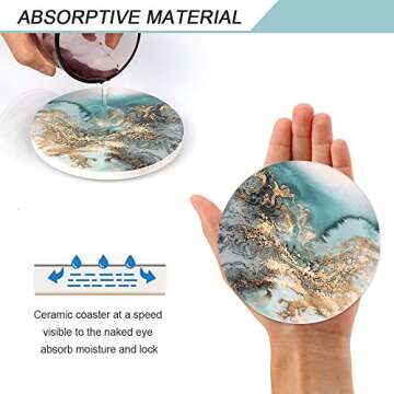 Lahome Elegant Round Ceramic Coasters Set of 4