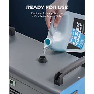 OMTech CO2 Laser Coolant Non Conductive Liquid Cooler Heat Transfer Fluid for Laser Engraver Water Chiller, Prediluted Antifreeze Coolant for Laser Tubes, 1 gal Blue Transparent Water Cooling Solution