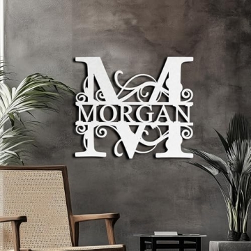 Custom Family Name Sign with Split Letter Monogram
