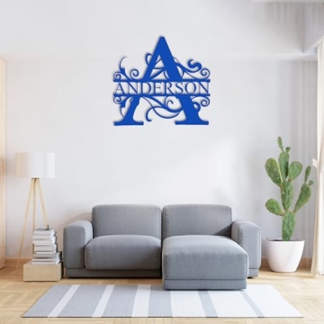 Custom Family Name Sign with Split Letter Monogram