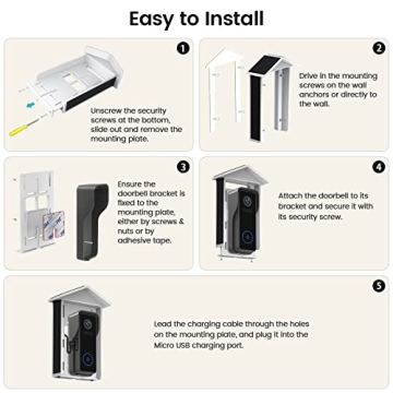 Waterproof Solar Charger for Video Doorbell 2020 Upgrades