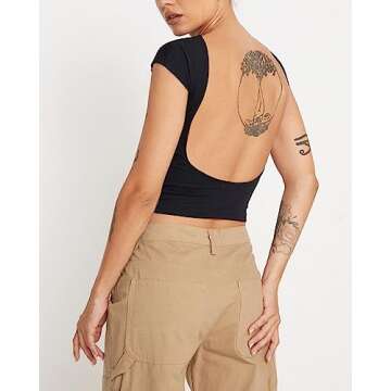 Women Backless Y2K Open Back Crop Top Fashion