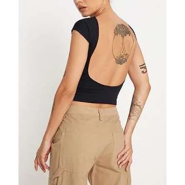 Women Backless Y2K Open Back Crop Top Fashion