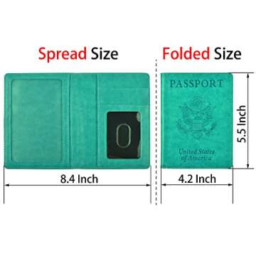 Doulove Passport and Vaccine Card Holder Combo Rfid Blocking, Upgraded Travel Wallet Passport Holder with Vaccination Card Slot, Passport Cover for Women Men with ID Card Slot Teal