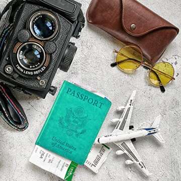 Doulove Passport and Vaccine Card Holder Combo Rfid Blocking, Upgraded Travel Wallet Passport Holder with Vaccination Card Slot, Passport Cover for Women Men with ID Card Slot Teal