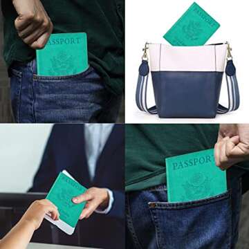 Doulove Passport and Vaccine Card Holder Combo Rfid Blocking, Upgraded Travel Wallet Passport Holder with Vaccination Card Slot, Passport Cover for Women Men with ID Card Slot Teal