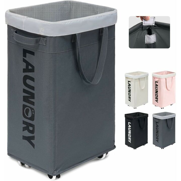 Goodpick 75L Laundry Basket with Wheels & Removable Wash Bag