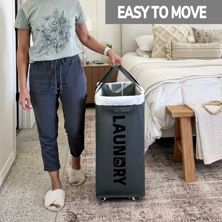 Goodpick 75L Laundry Basket with Wheels & Removable Wash Bag