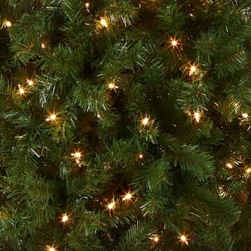 National Tree Company Pre-Lit Artificial Slim Christmas Tree, Green, North Valley Spruce, White Ligh...