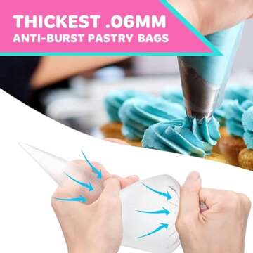 100 Pastry Bags 16 IN | Heavy Duty Piping Bags with Extra Thickness | Disposable Icing Bags with 1 Coupler and 2 Ties | Cake Decoration Piping Bags | Anti-Burst and Non-slip Piping Bag
