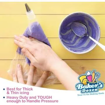 100 Pastry Bags 16 IN | Heavy Duty Piping Bags with Extra Thickness | Disposable Icing Bags with 1 Coupler and 2 Ties | Cake Decoration Piping Bags | Anti-Burst and Non-slip Piping Bag